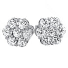 Cluster VVS Moissanite Earrings .925 Sterling Silver White Gold 7MM (.54cttw) HipHopBling