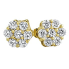 Cluster VVS Moissanite Earrings .925 Sterling Silver Yellow Gold 7MM (.54cttw) HipHopBling