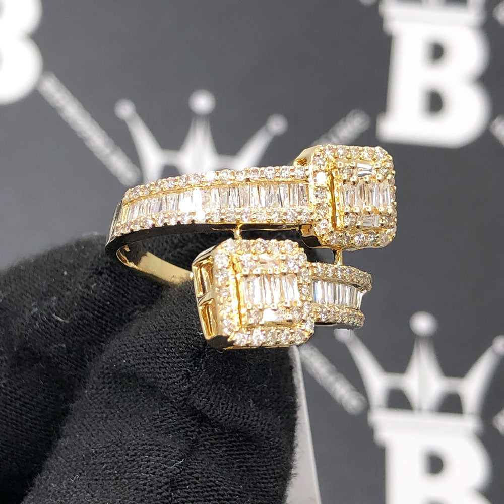 Cluster Wrap Baguette Diamond Ring 1.30cttw 10K White or Yellow Gold HipHopBling