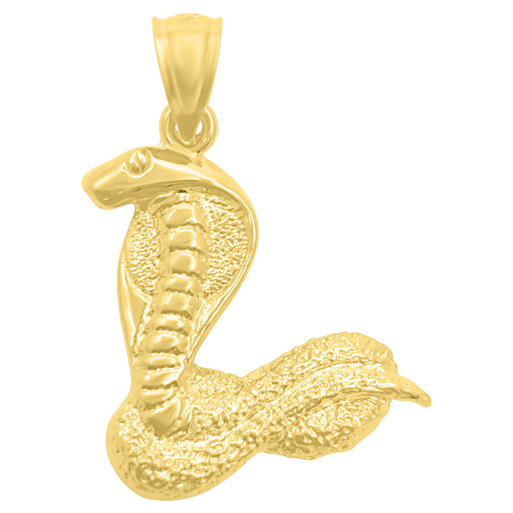 Cobra Snake 10K Yellow Gold Pendant HipHopBling