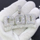 COD Cash on Delivery Baguette CZ Iced Out Pendant White Gold HipHopBling