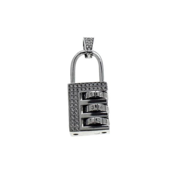 Combination Lock Pendant CZ .925 Silver Pendant Only HipHopBling
