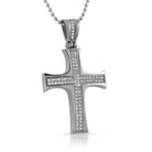 Convex CZ Micro Pave Stainless Steel Cross Mini Pendant Only HipHopBling