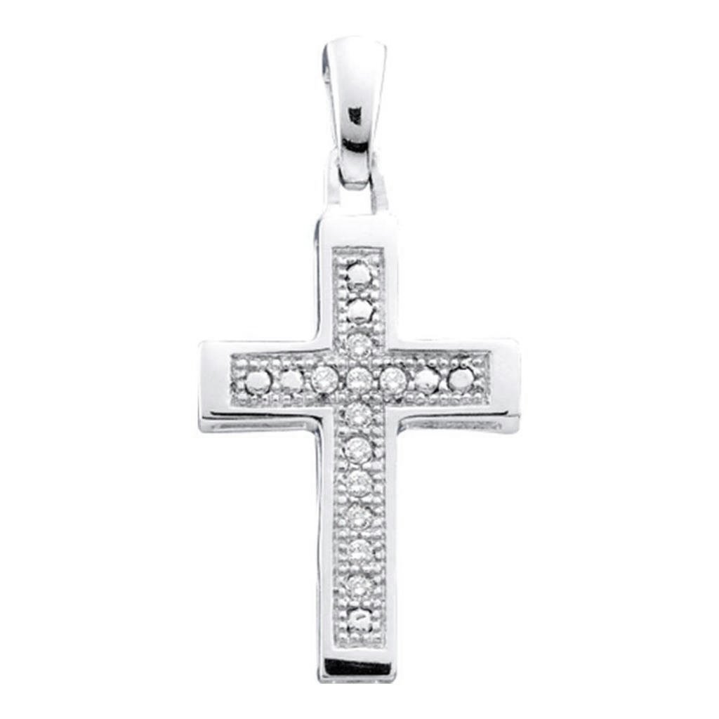 Cross .05 Carat Diamond Pendant .925 Sterling Silver HipHopBling