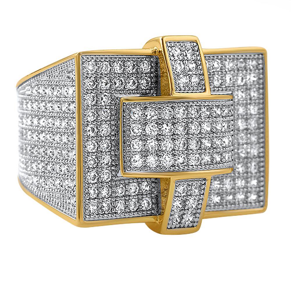 Cross Iced Out Gold CZ Bling Bling Ring 7 HipHopBling