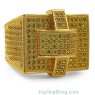 Cross Iced Out Lemonade CZ Bling Bling Ring 7 HipHopBling