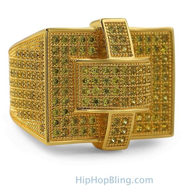 Cross Iced Out Lemonade CZ Bling Bling Ring 7 HipHopBling
