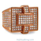 Cross Iced Out Rose Gold CZ Bling Bling Ring 7 HipHopBling