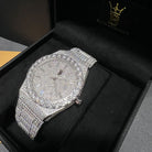 Crown Iced Out Hip Hop Bling Bustdown Watch White Gold HipHopBling