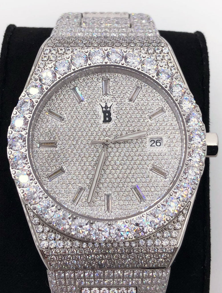 Crown Iced Out Hip Hop Bling Bustdown Watch White Gold HipHopBling