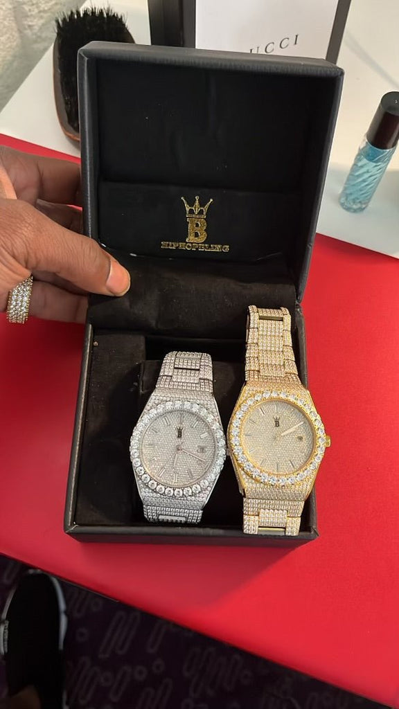 Crown Iced Out Hip Hop Bling Bustdown Watch White Gold HipHopBling