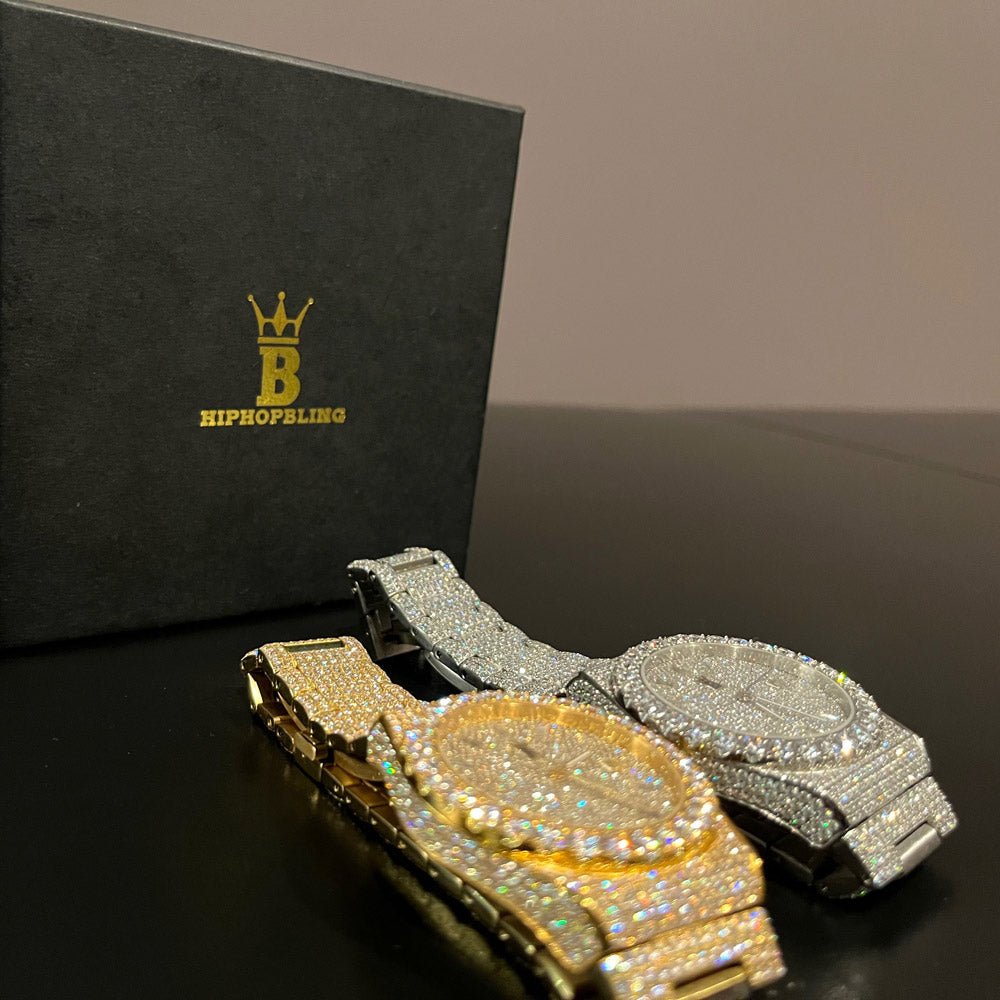 Crown Iced Out Hip Hop Bling Bustdown Watch White Gold HipHopBling