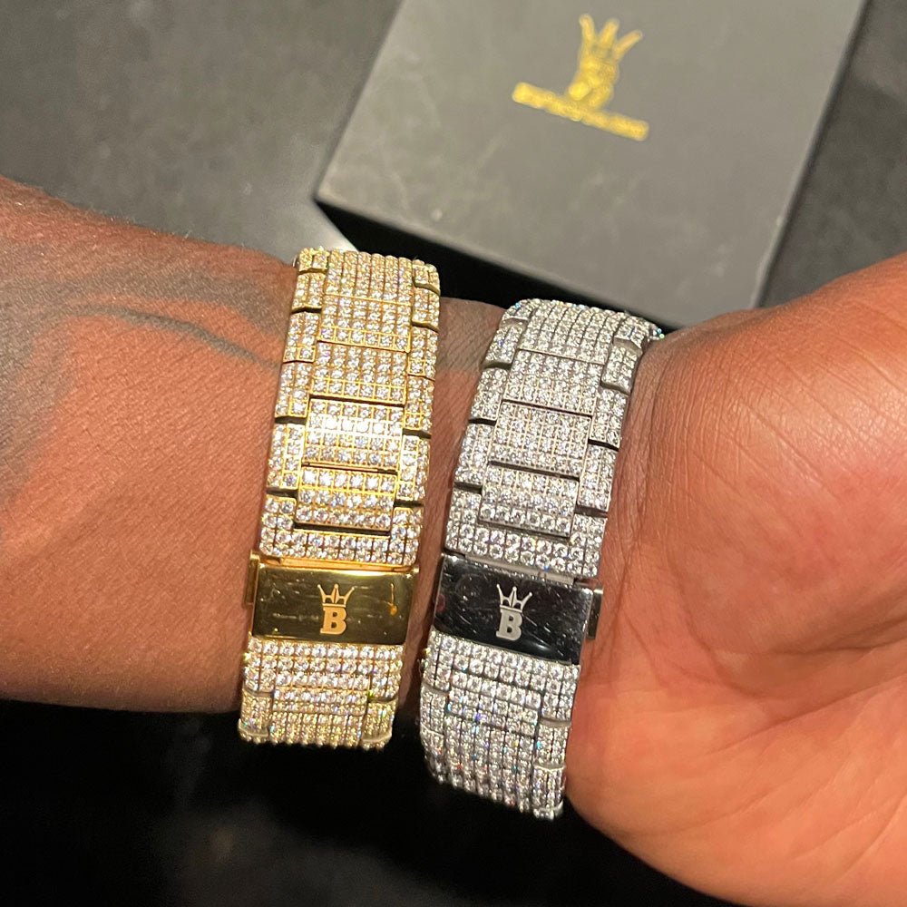 Crown Iced Out Hip Hop Bling Bustdown Watch White Gold HipHopBling