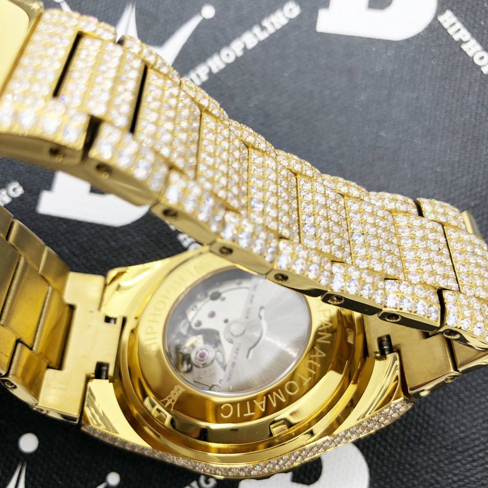 Crown Iced Out Hip Hop Bling Bustdown Watch Yellow Gold HipHopBling