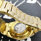 Crown Iced Out Hip Hop Bling Bustdown Watch Yellow Gold HipHopBling