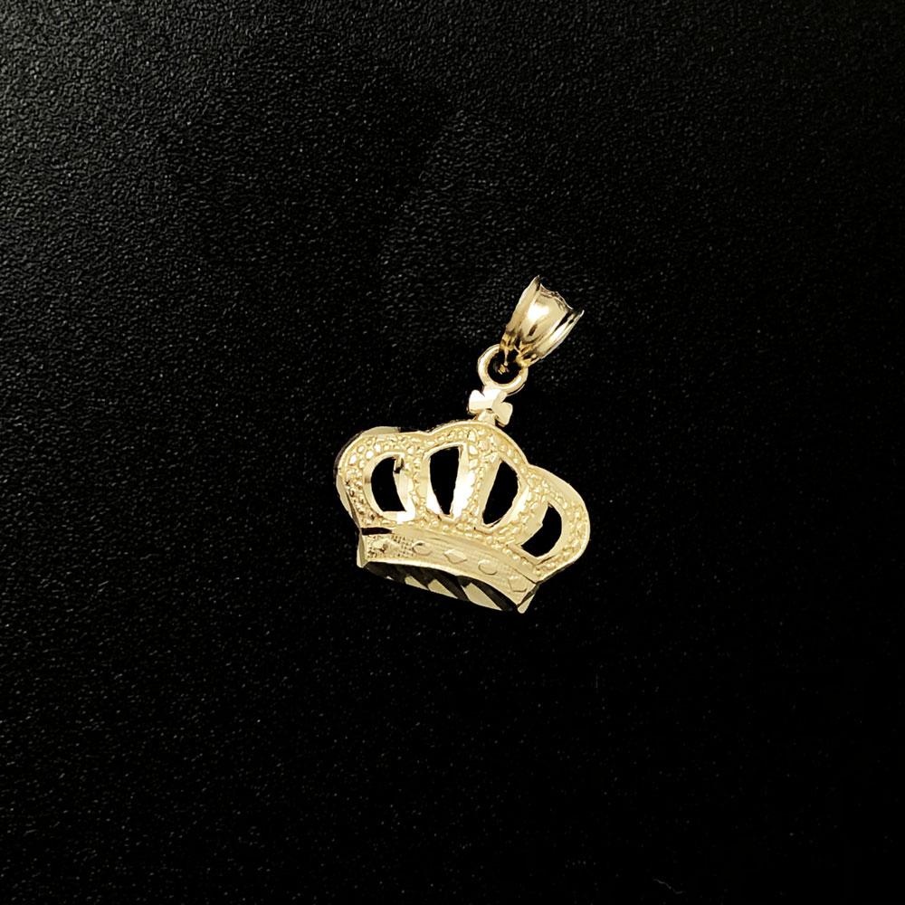 Crown Micro DC 10K Yellow Gold Pendant HipHopBling