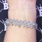 Crown of Thorns VVS CZ Iced Out Hip Hop Bracelet White Gold 8" HipHopBling