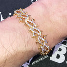 Crown of Thorns VVS CZ Iced Out Hip Hop Bracelet Yellow Gold 8" HipHopBling
