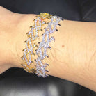 Crown of Thorns VVS CZ Iced Out Hip Hop Bracelet Yellow Gold 8" HipHopBling