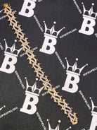 Crown of Thorns VVS CZ Iced Out Hip Hop Bracelet Yellow Gold 8" HipHopBling