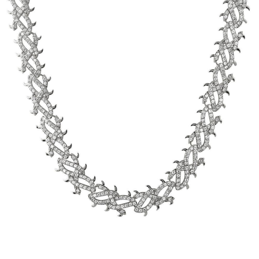 Crown of Thorns White Gold CZ Bling Bling Chain 24" HipHopBling