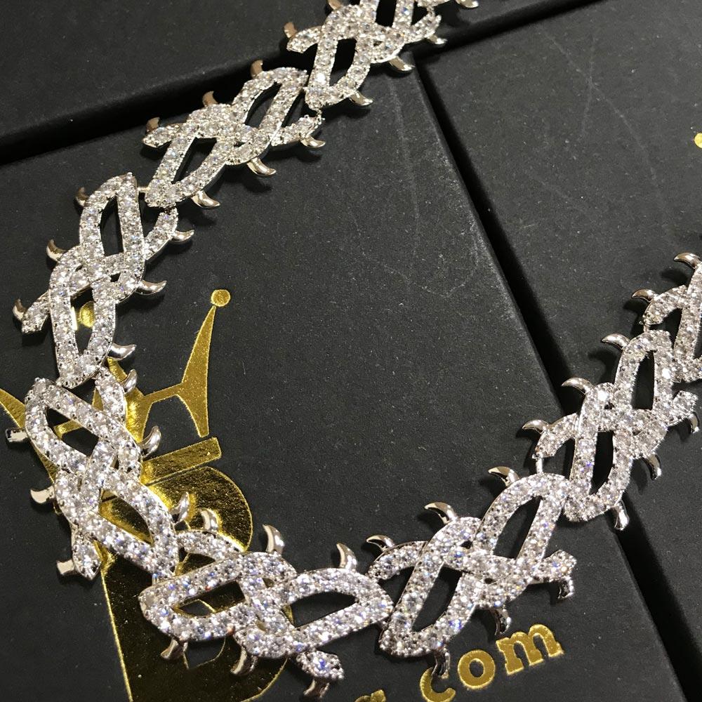Crown of Thorns White Gold CZ Bling Bling Chain 30" HipHopBling