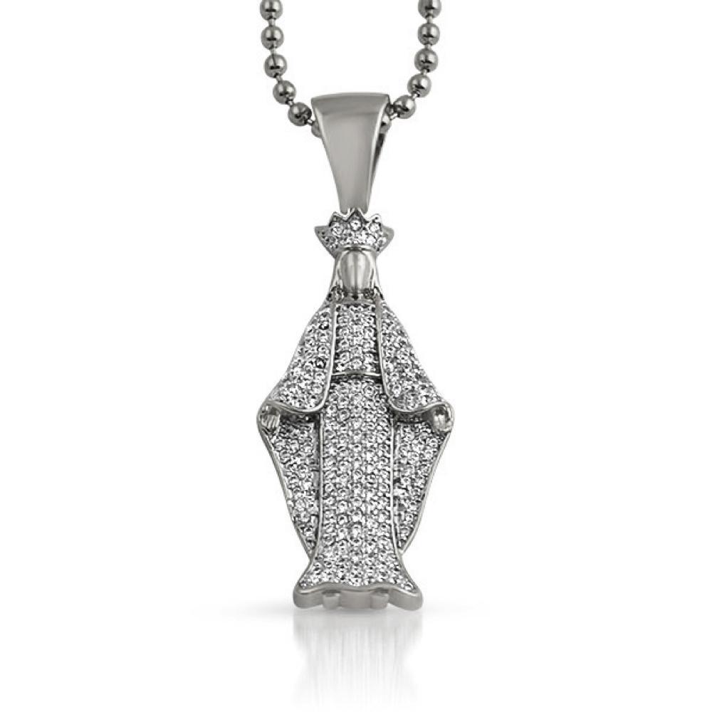 Crowned Angel Bling Bling CZ Pendant Rhodium HipHopBling