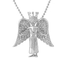 Crowned Angel Wings Mini Pendant CZ Rhodium HipHopBling