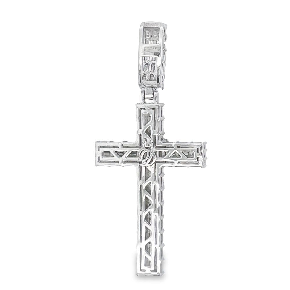 Crucifix Baguette Cross VVS Moissanite Pendant 3.41cttw .925 Sterling Silver HipHopBling