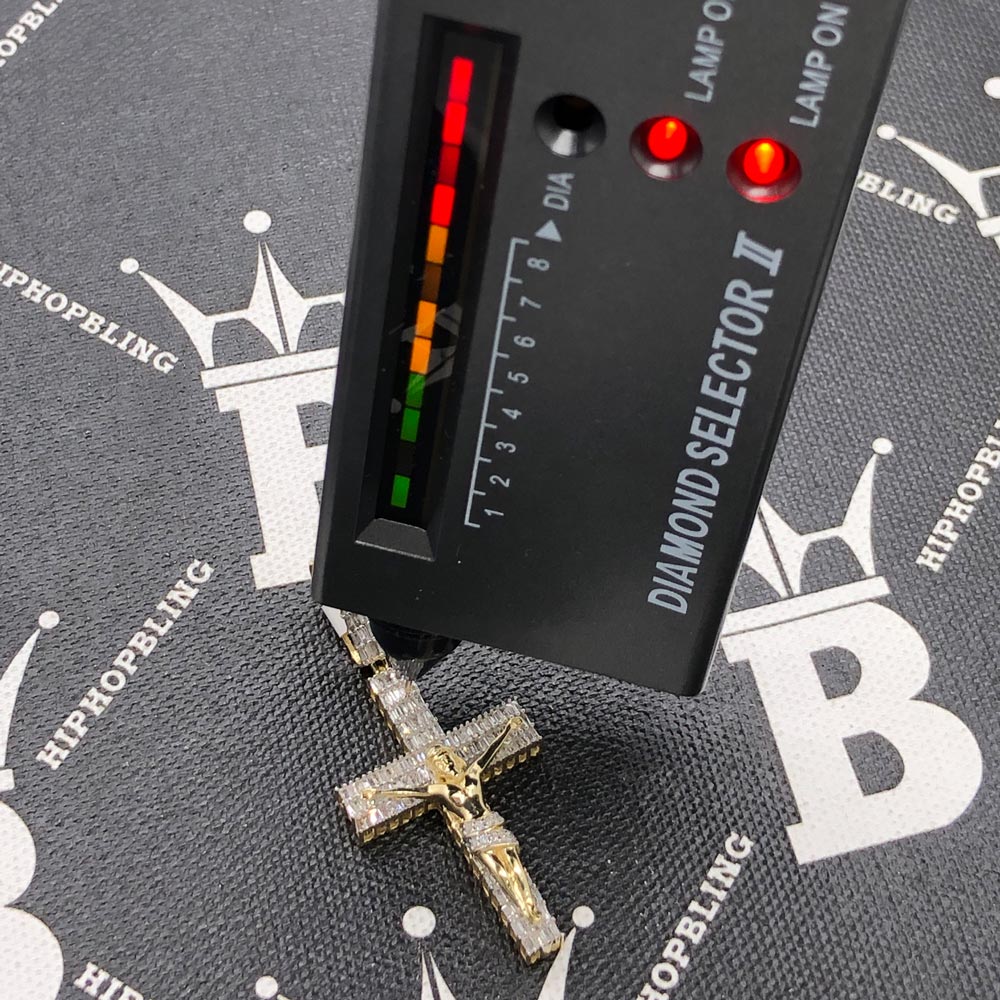 Crucifix Baguette Diamond Pendant 1.00cttw 10K Yellow Gold HipHopBling