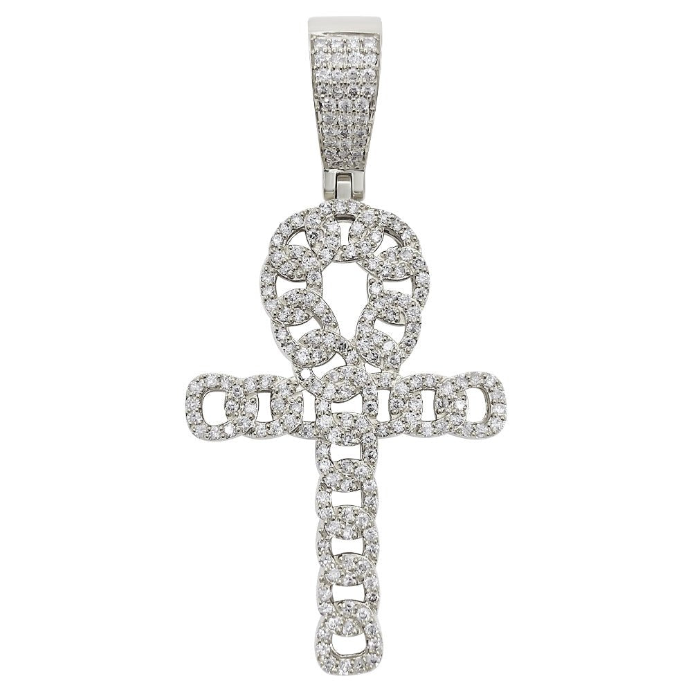 Cuban Ankh Cross 1.33cttw Diamond Pendant 10K Gold 10K Yellow Gold HipHopBling