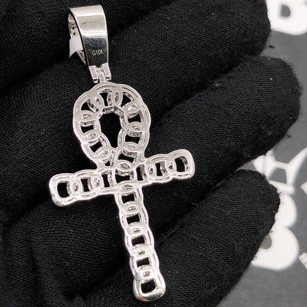 Cuban Ankh Cross 1.33cttw Diamond Pendant 10K Gold 10K Yellow Gold HipHopBling