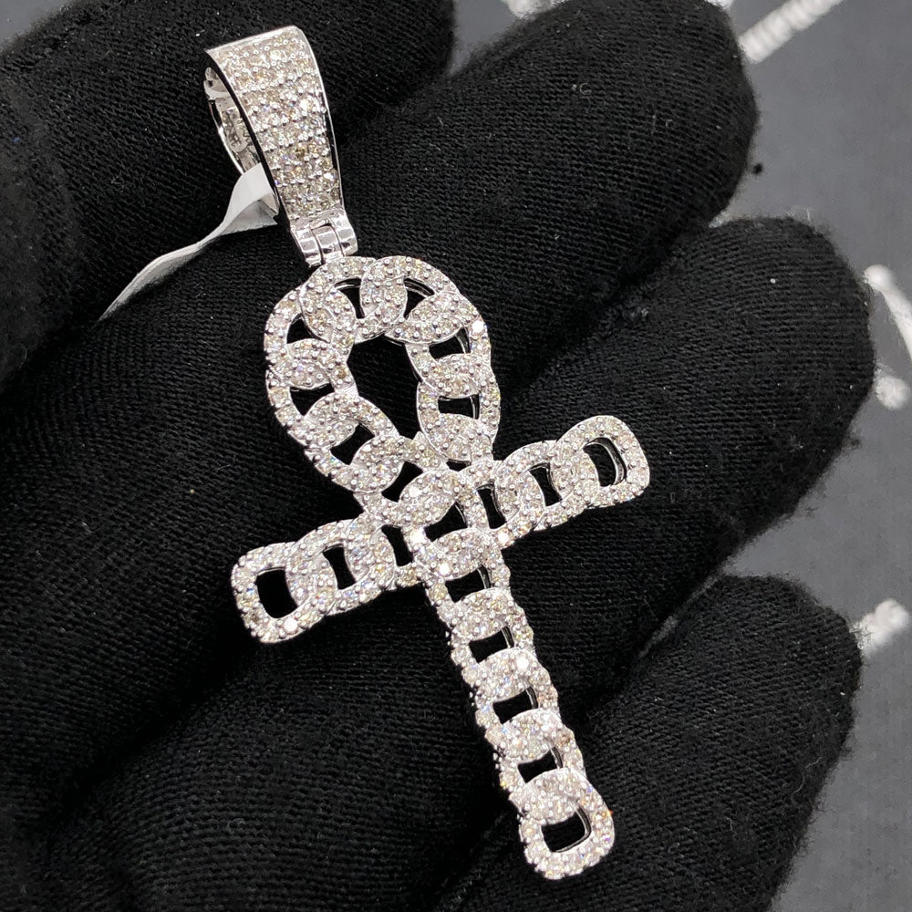 Cuban Ankh Cross 1.33cttw Diamond Pendant 10K Gold 10K Yellow Gold HipHopBling
