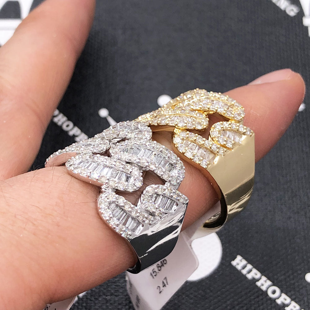 Cuban Baguette Diamond Ring 2.50cttw 10K Gold HipHopBling