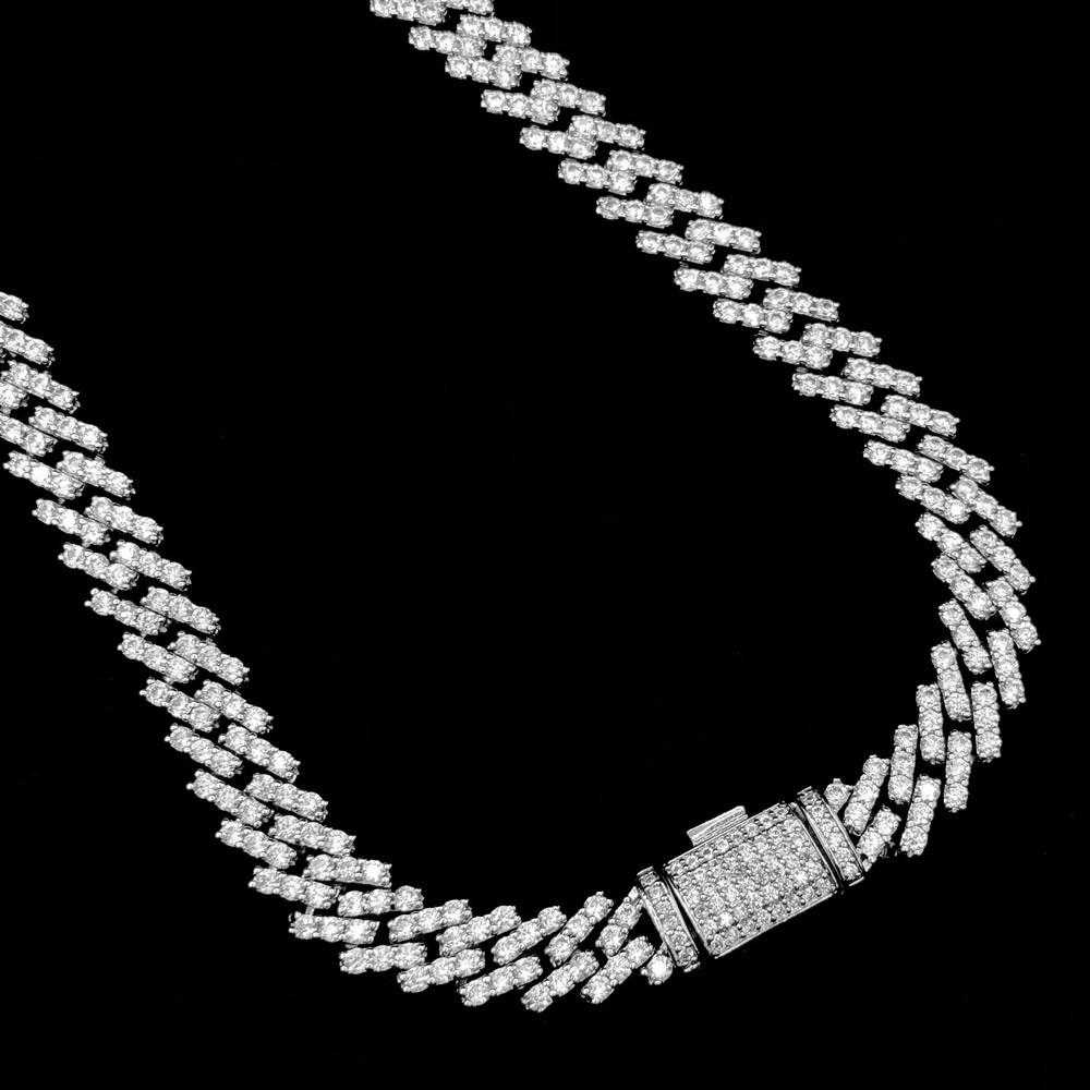 Cuban Box Iced Out Hip Hop Bling Bling Chain 2 Sizes White Gold 8MM 20" HipHopBling