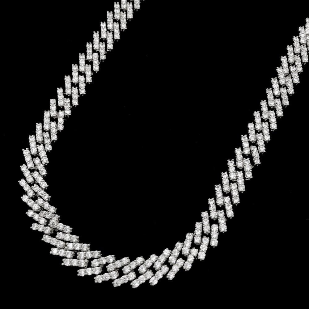 Cuban Box Iced Out Hip Hop Bling Bling Chain 2 Sizes White Gold 8MM 20" HipHopBling