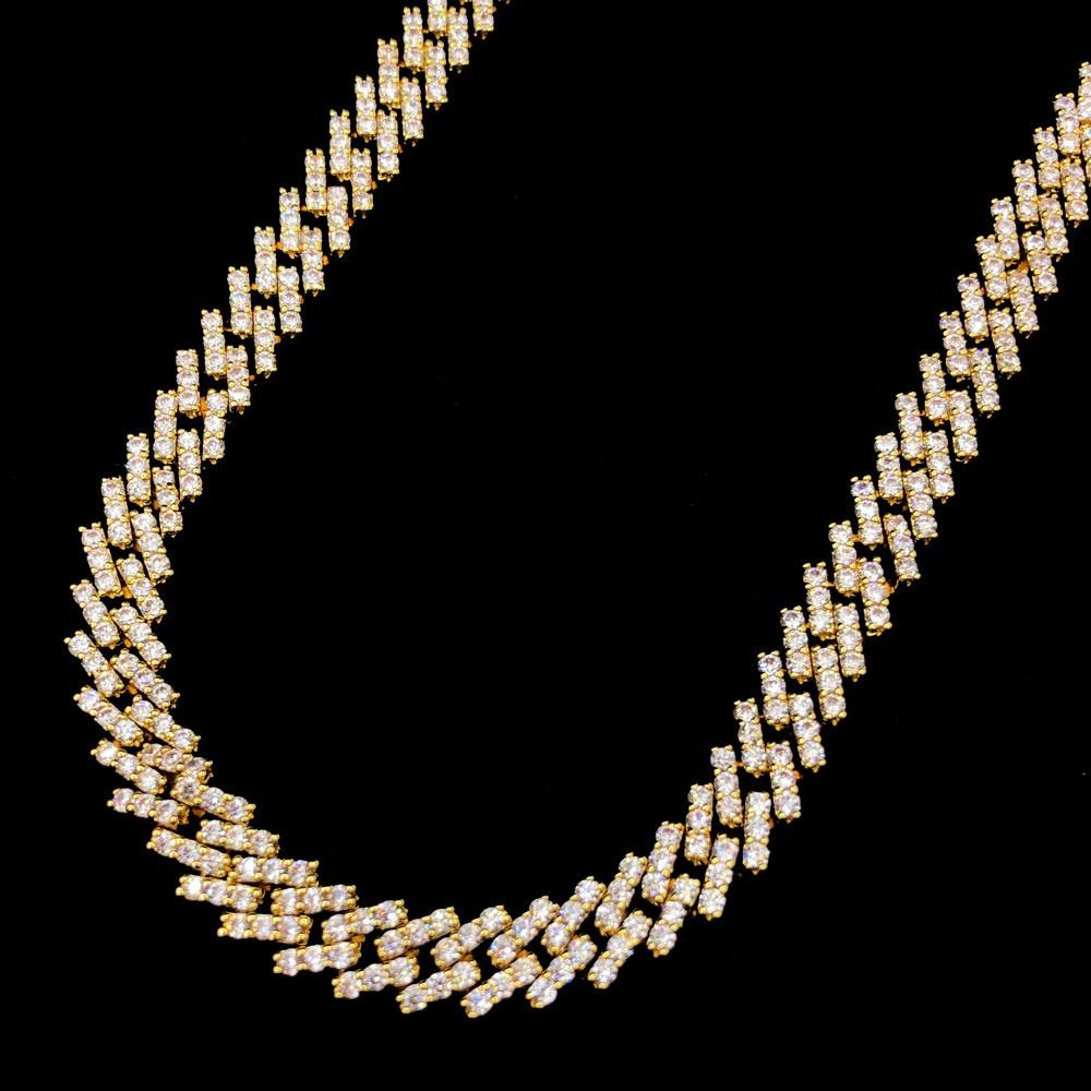 Cuban Box Iced Out Hip Hop Bling Bling Chain 2 Sizes Yellow Gold 8MM 20" HipHopBling