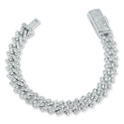 Cuban Box Iced Out Hip Hop Bracelet 3 Sizes 10MM White Gold 7" HipHopBling