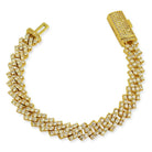 Cuban Box Iced Out Hip Hop Bracelet 3 Sizes 10MM Yellow Gold 7" HipHopBling