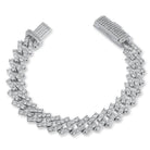 Cuban Box Iced Out Hip Hop Bracelet 3 Sizes 13MM White Gold 7" HipHopBling