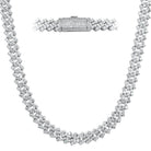 Cuban Box Link CZ Hip Hop Iced Out Bling Chain White Gold 10MM 20" HipHopBling