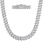 Cuban Box Link CZ Hip Hop Iced Out Bling Chain White Gold 13MM 20" HipHopBling