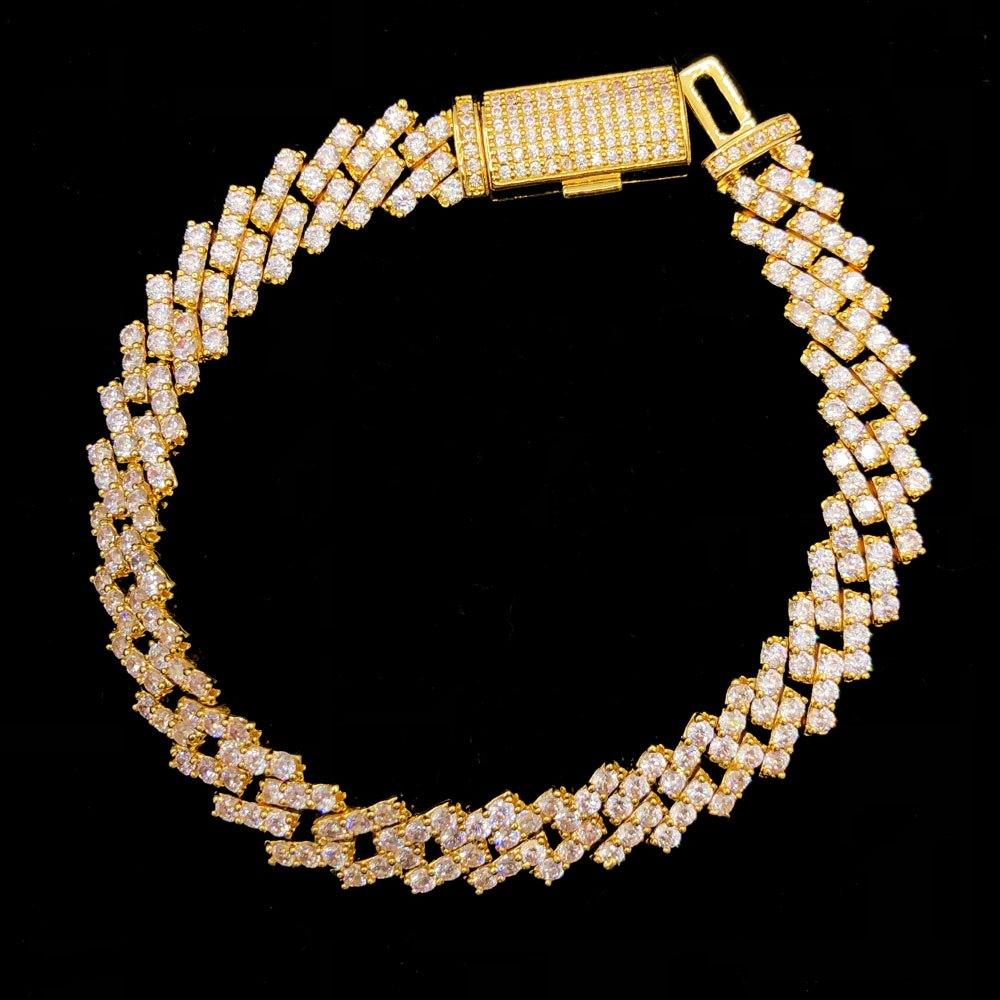 Cuban Box Link Hip Hop Bling Bling Bracelet (2 Sizes) 8MM Yellow Gold 7" HipHopBling