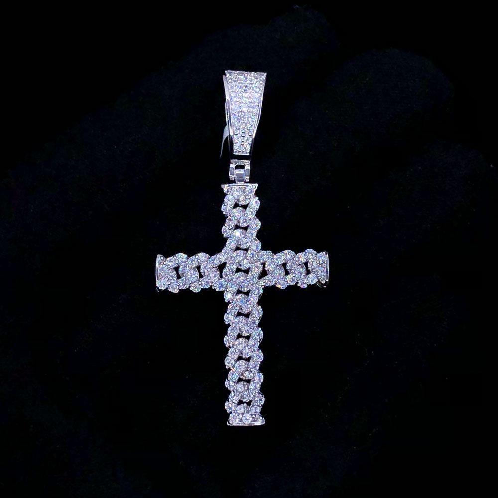 Cuban Cross VVS CZ Hip Hop Bling Bling Pendant White Gold HipHopBling