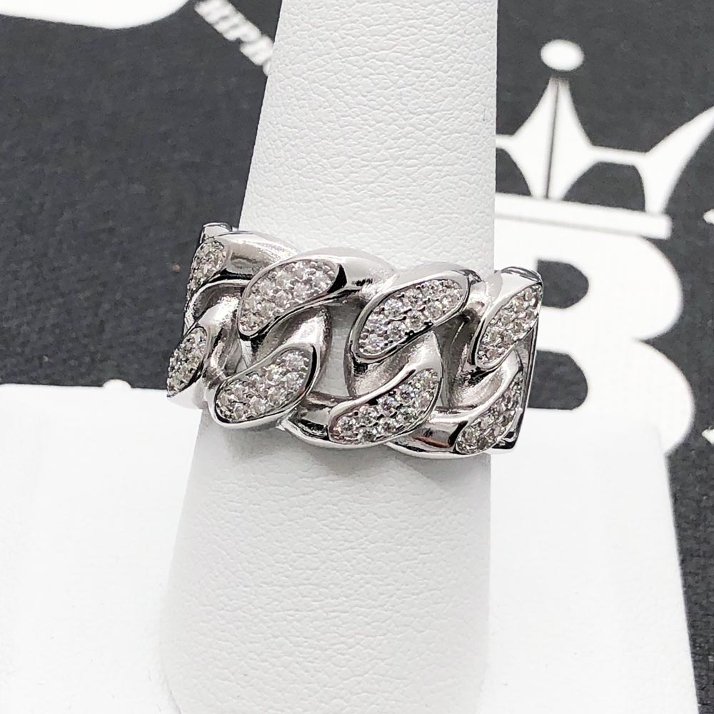 Cuban Iced VVS Moissanite Ring .925 Sterling Silver 6 HipHopBling