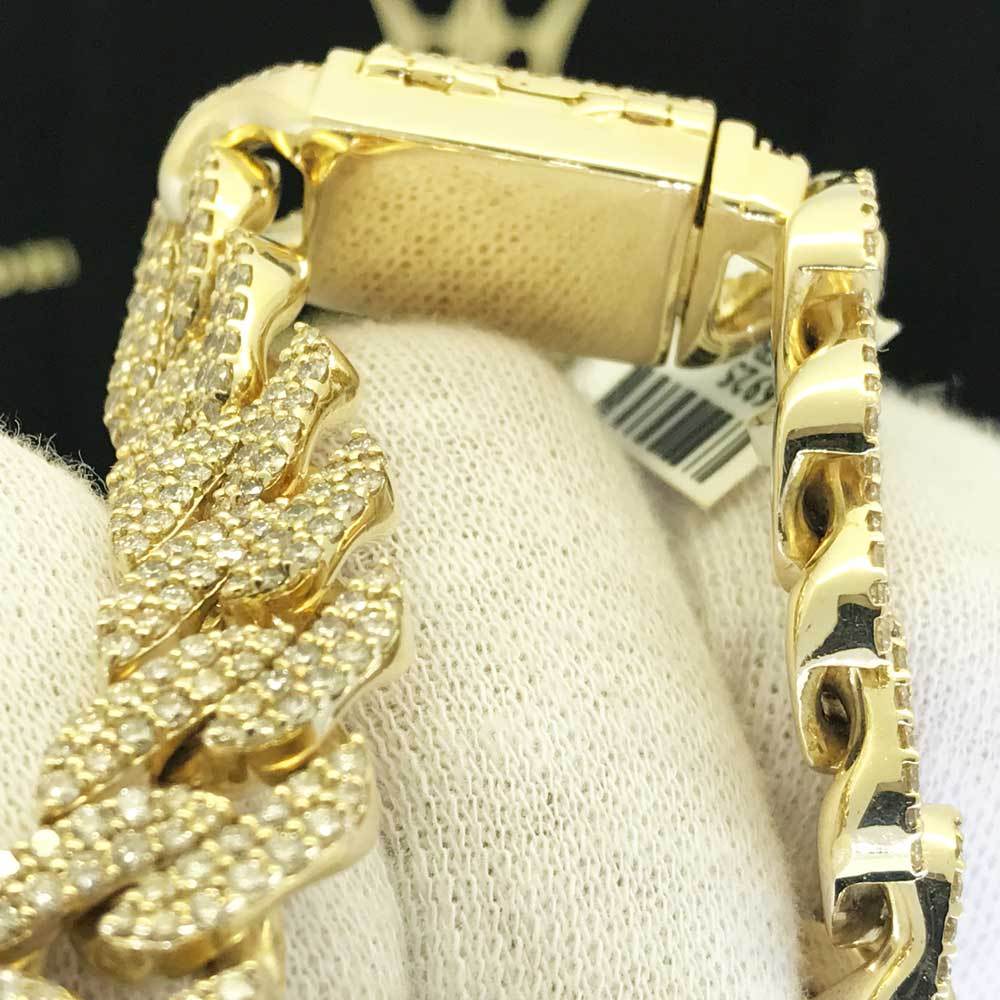 Cuban Link 12MM Diamond Bracelet 10.00 Carats 10K Yellow Gold HipHopBling