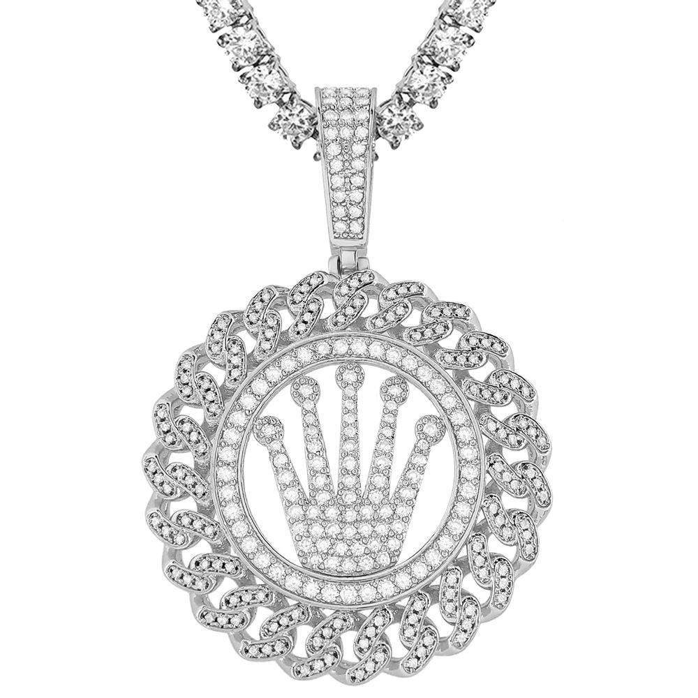 Cuban Link Crown Bling Pendant White / Yellow Gold White Gold HipHopBling