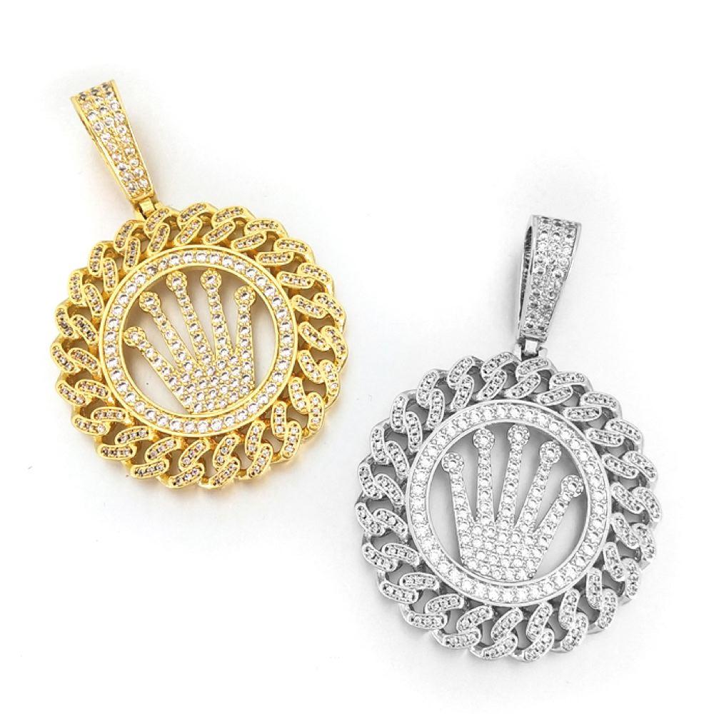 Cuban Link Crown Bling Pendant White / Yellow Gold White Gold HipHopBling