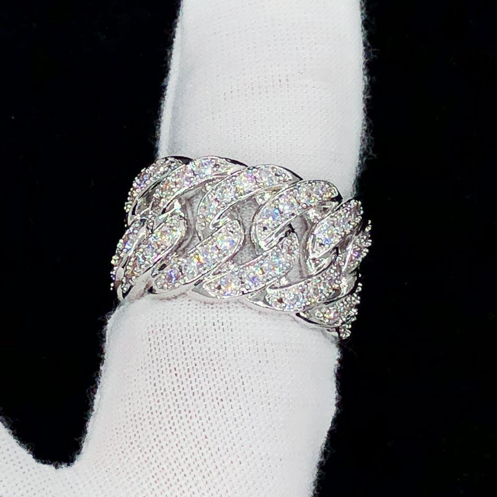 Cuban Link Iced Out Eternity Hip Hop Ring White Gold 7 HipHopBling