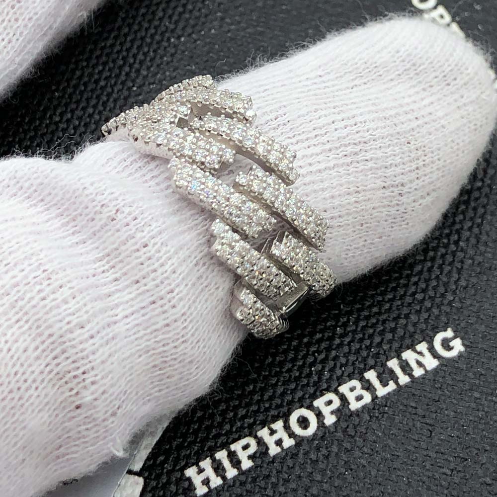 Cuban Link Iced Out VVS Moissanite Ring .925 Sterling Silver 7 HipHopBling